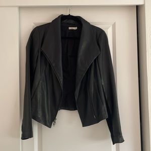 Vince leather scuba jacket - black